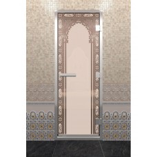 Дверь стеклянная "ХАМАМ ВОСТОЧНАЯ АРКА БРОНЗА МАТОВАЯ"