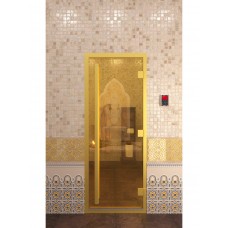 Дверь стеклянная "ХАМАМ Золото"